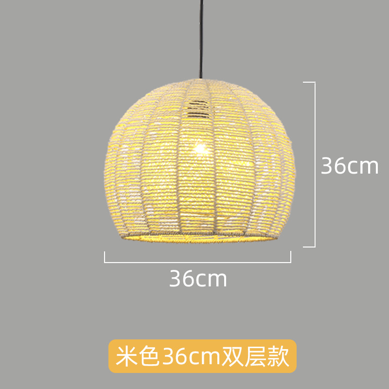 Lámpara de cuerda de cáñamo de estilo japonés tejida a mano lámpara de restaurante retro industrial personalidad creativa lámpara de restaurante bar redondo
