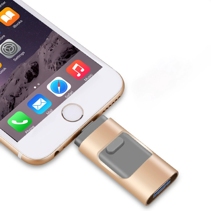 Совместимый металлический высокоскоростной USB-флеш-накопитель для мобильного телефона, Android, 32ГБ, три в одном, 64ГБ, (торговля через границу)