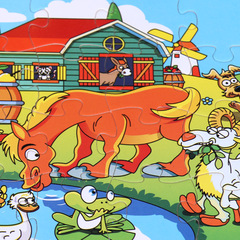 24-Piece Puzzle Night Market Children's Educational Toys Manufacturer Wholesale Early Learning Cognitive Animal Wooden Puzzle Set