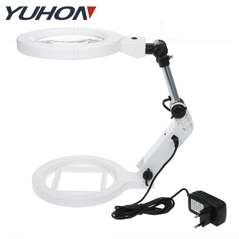 充电/电池二用138mm22个LED灯台式维修检测双倍率折叠台灯放大镜