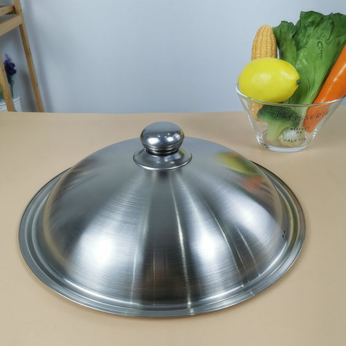 Stainless steel pot lid tempered glass transparent combination lid kitchen large wok cooking large pot lid visible 36cm34cm