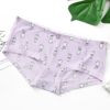 Japanese girl low -waist ice silk printed flowers without trace panties, lady, little green flower ice silk printed underwear