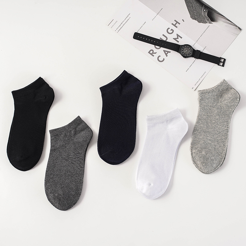 Socks Men's Summer Solid Color Basic Sports Socks Comfortable Breathable regular Socks Thin Casual Combed Cotton Boat Socks
