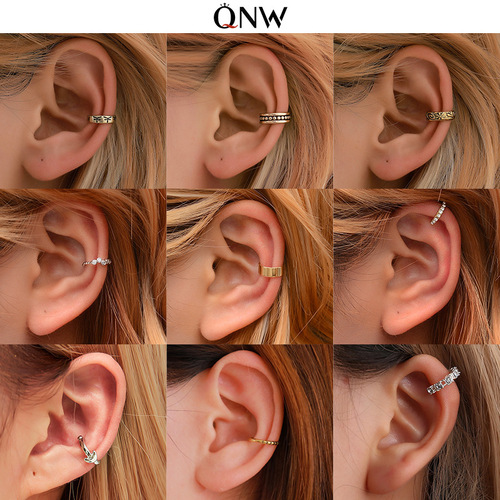 Cross-border bestseller minimalist geometric ear clips without piercing, European and American Instagram-style personalized temperament ear bone clips, fashionable earrings