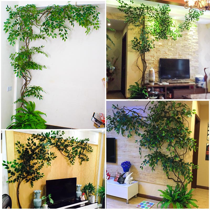 Ramas artificiales, hojas, ramas, grandes árboles falsos, vides secas, árboles decorativos, vides, hojas, sala de estar, vides, plantas grandes, plantas verdes