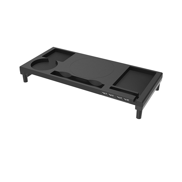 Monitor de la computadora aumento de la altura rack de almacenamiento de plástico rack portátil aumento de la altura del soporte de carga USB fábrica al por mayor