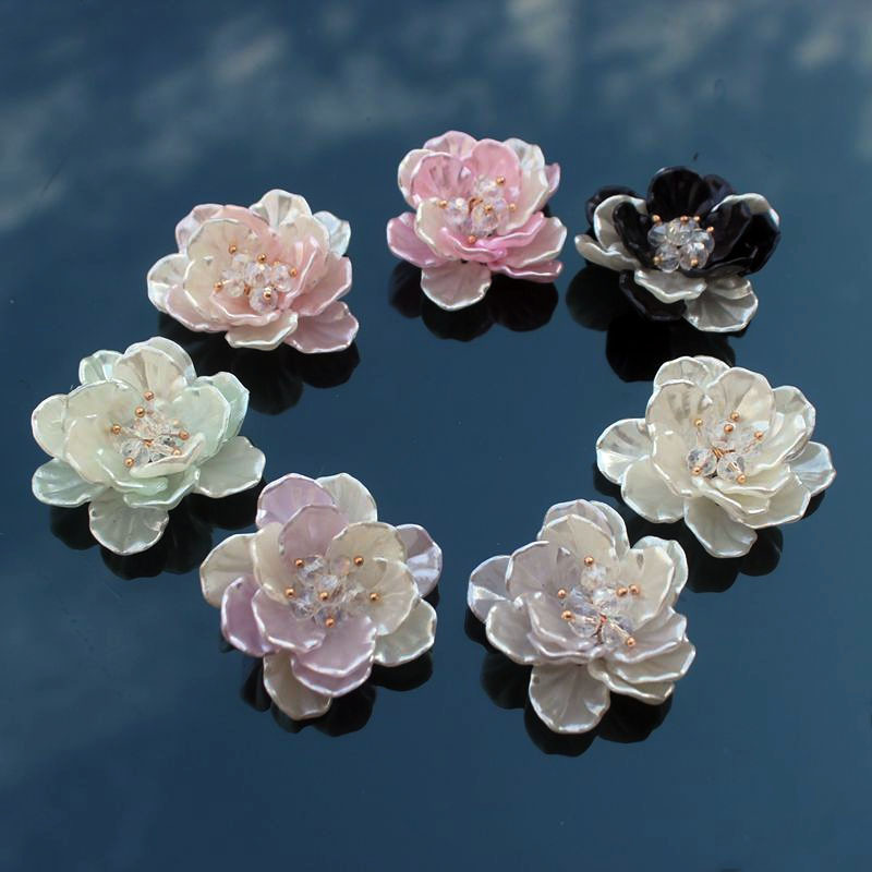 抓夹发夹DIY饰品配件水晶双色花朵花芯耳环耳饰胸针包包材料鞋花