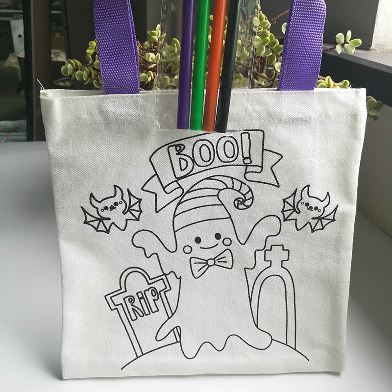 热销儿童手绘画帆布袋diy手绘填色空白涂鸦包 手提袋定制6安