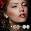 Fashionable glossy universal earrings stainless steel suitable for men and women, city style, simple and elegant design