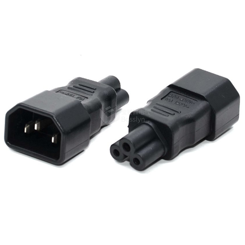 IEC320 C14 to C5米老鼠/梅花头转换插头 品字尾笔记本电脑转接头