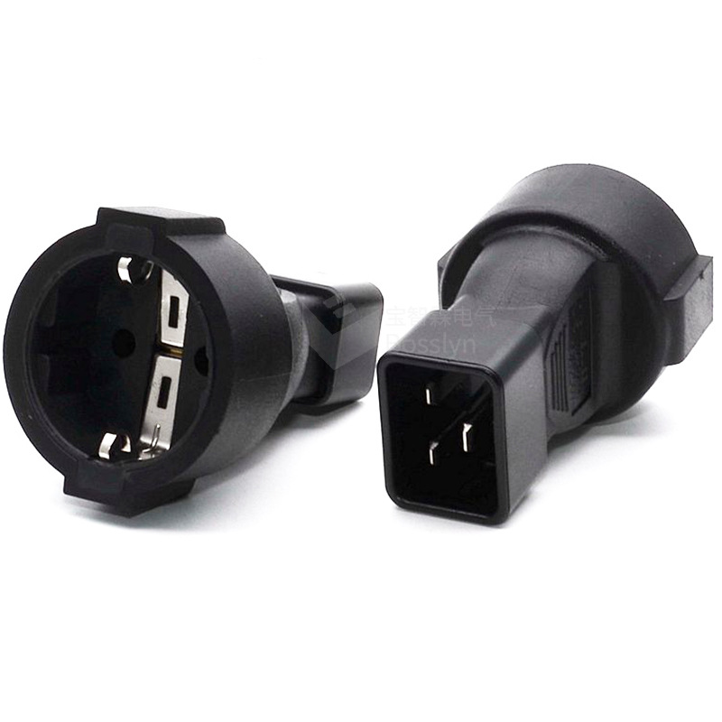 IEC320 C20 to EU品字尾转欧式德式转换插头 烟斗型欧规插头转C20