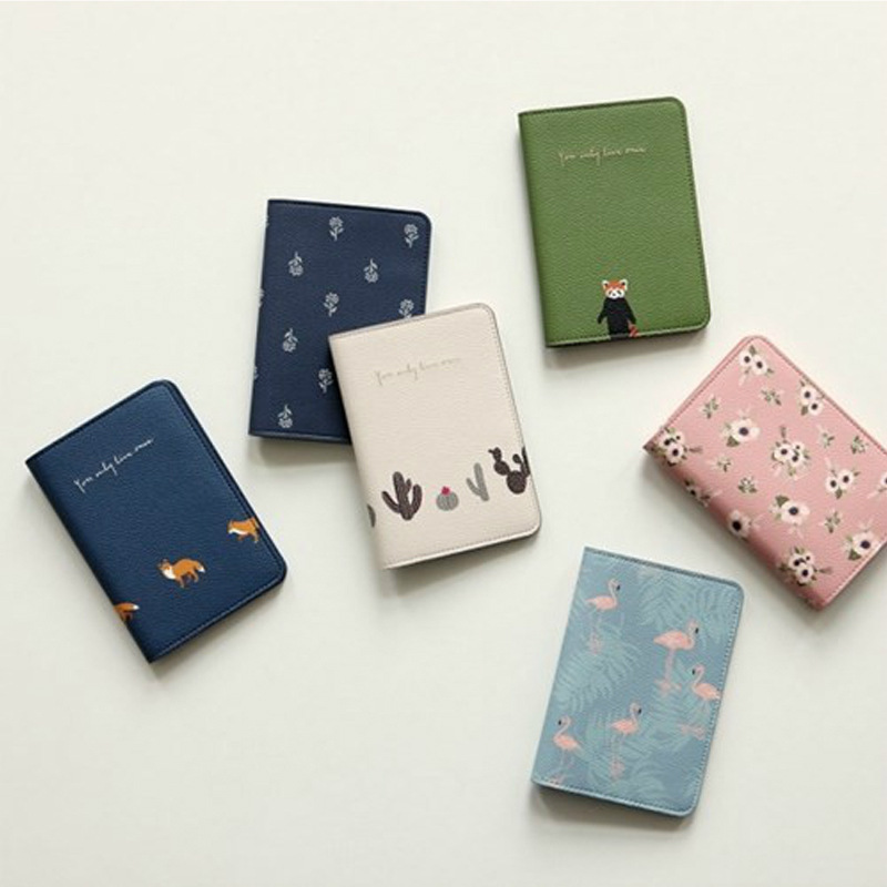 Korean cute little fresh animal and plant Firebird travel Passport Holder Short Passport Holder ID Bag Passport Bag Manufacturer