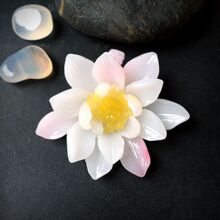 仿玉树脂花荷花头饰项链吊坠发簪DIY饰品配件，手机壳收纳盒材料