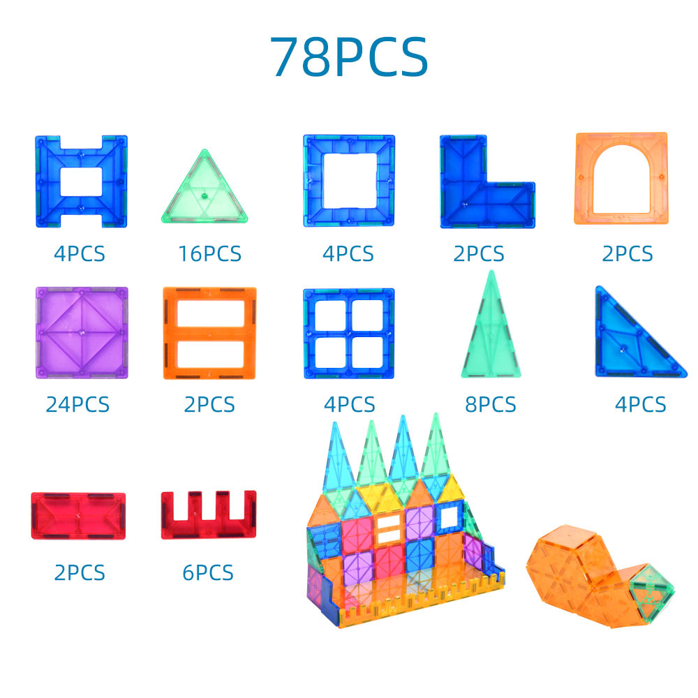 Bloques magnéticos de construcción para niños, de colores populares, con ventanas magnéticas, juguetes educativos de ensamblaje magnético para bebés, dropshipping transfronterizo. image 2