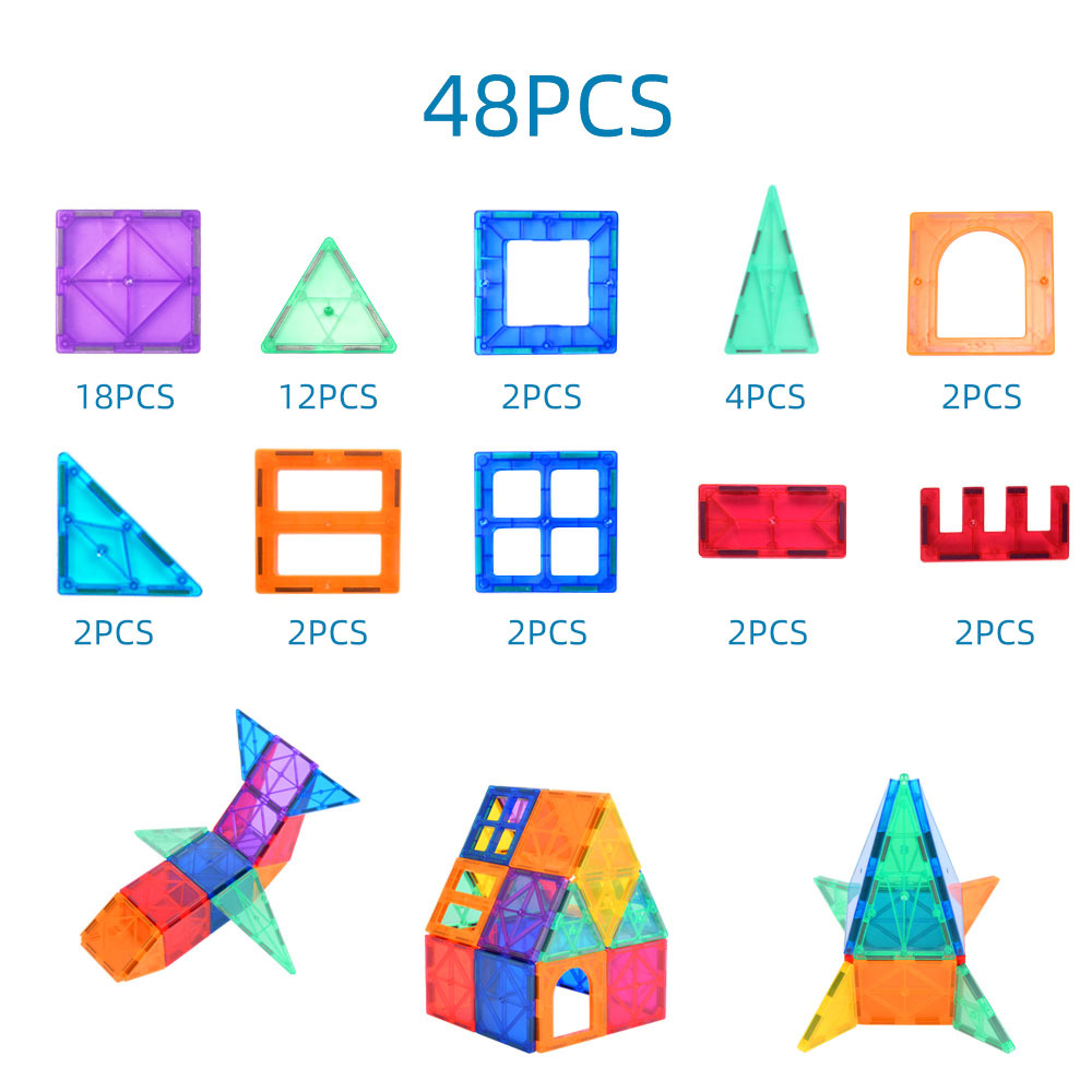 Bloques magnéticos de construcción para niños, de colores populares, con ventanas magnéticas, juguetes educativos de ensamblaje magnético para bebés, dropshipping transfronterizo. image 1