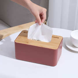 竹木可放手机纸巾盒简约客厅家用抽纸盒餐巾盒遥控器收纳盒卷纸盒