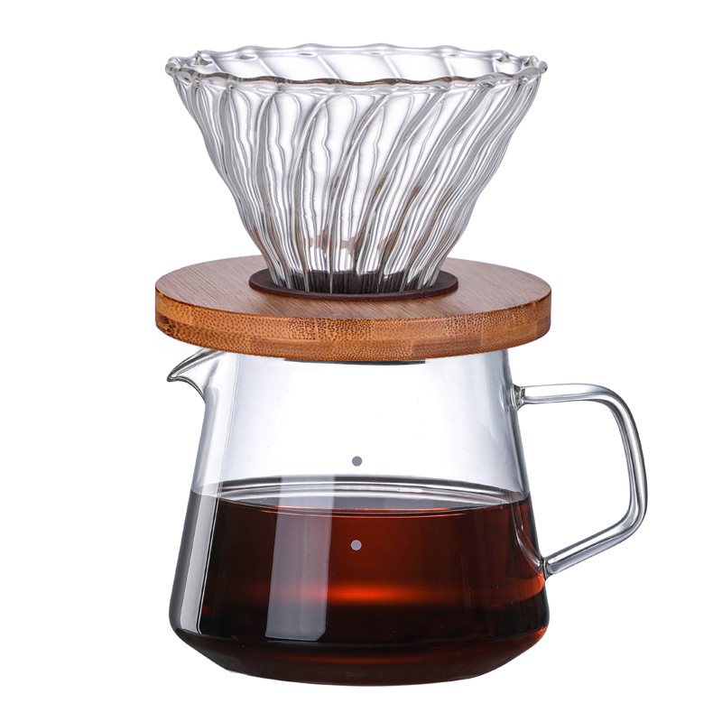 Olla de café de vidrio resistente al calor estilo europeo boca puntiaguda punzón compartir olla hogar taza de leche en stock suministro