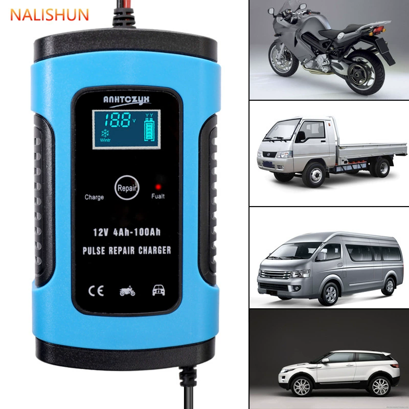 Зарядка аккумулятора мотоцикла интеллектуальная мощная Универсальная зарядка автомобильного аккумулятора