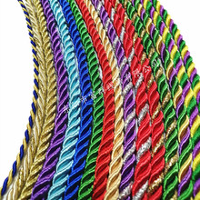厂家定制5mm三股绳 涤纶扭绳 花色拼色金丝银丝绳子 颜色粗细可选