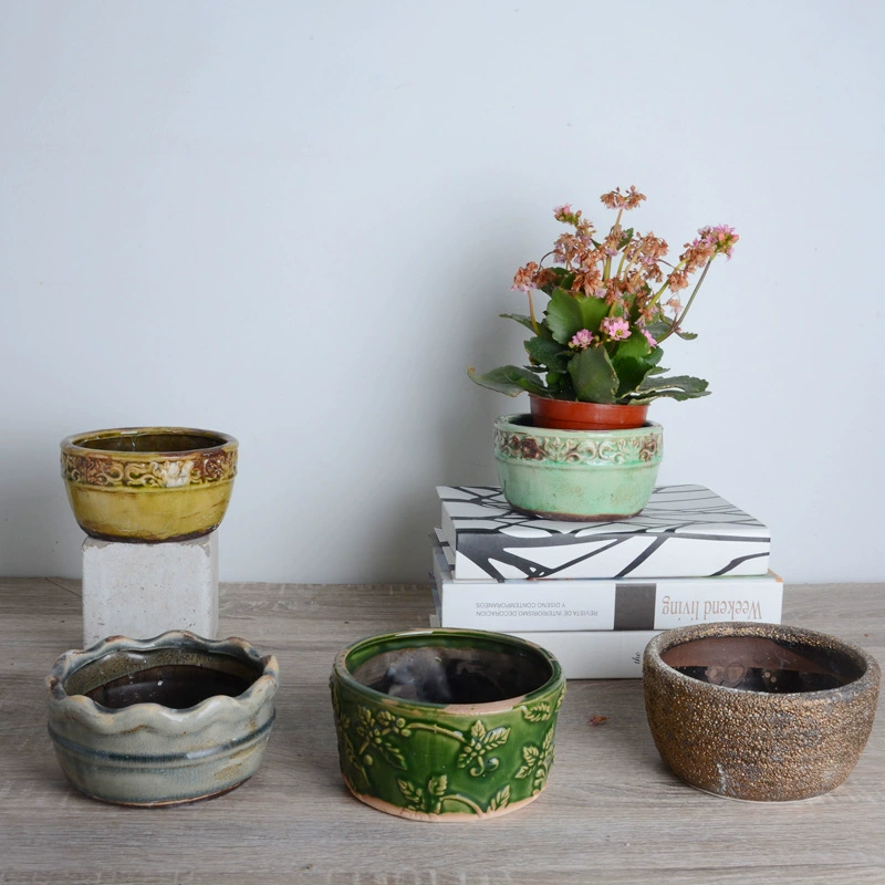 Внешняя торговля американская Ретро Керамическая ледяная глазурь карликовый цветочный горшок Цветочная чаша