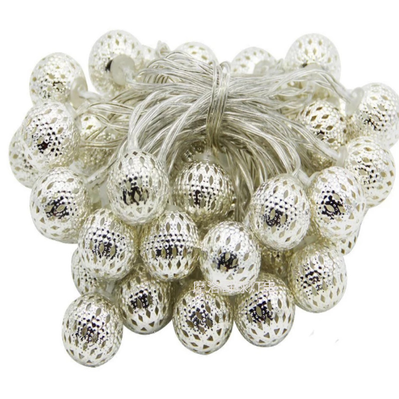 LED de hierro forjado Marruecos bola Cadena de luz caja de batería solar Cadena de luz intermitente color cadena creativa Navidad luz decorativa