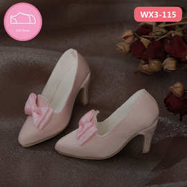 娃鞋bjd女鞋3分sd玩偶高跟鞋性感美腿鞋粉色蝴蝶结手工鞋原创正品