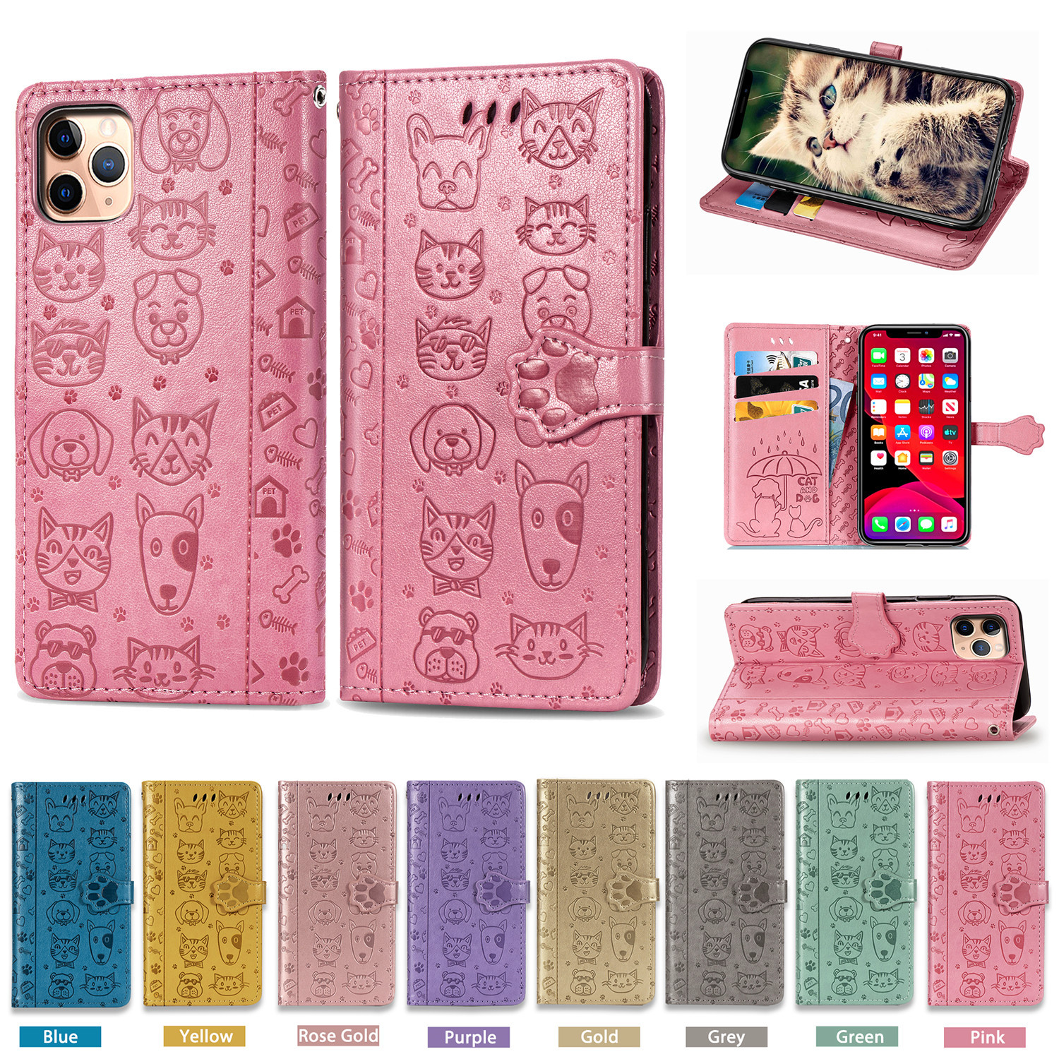 For iPhone12 embossed mobile phone case 11 wallet type 7p card protection case XR left and right open leather case_voghion.com