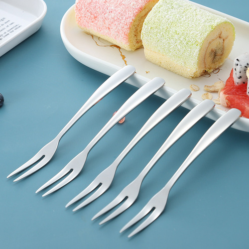 304 stainless steel fruit fork thickened cake fork fruit children's tableware mooncake fork gift logo