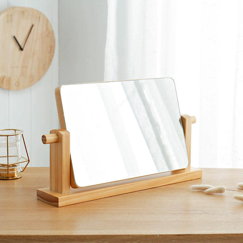 Настольное зеркало для макияжа Зеркало в европейском стиле простое туалетное зеркало из цельного дерева портативное деревянное настольное зеркало в Корейском стиле косметическое