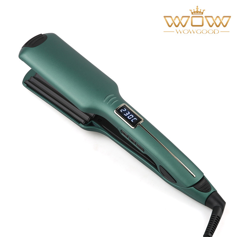Nuevo alisador de cabello transfronterizo de placas anchas tipo ondas, pinza eléctrica para barba, anti-frizz, alisador para cabello voluminoso