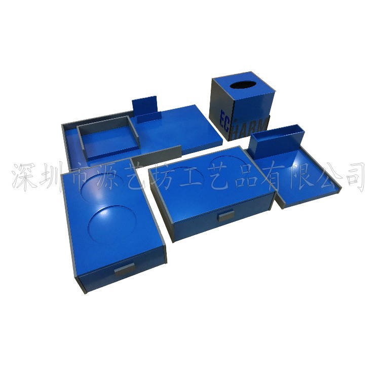 亚克力灰色蓝色组合酒店客房用品盒 特色亚克力纸巾盒定作加工