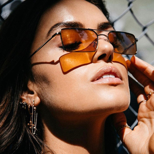 Cross-border Double-Beam Square Metal Sunglasses 2020 New European and American Style Trendy Sunglasses Unique Eyeglasses Ocean Film