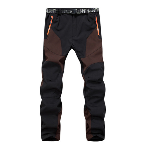 Manufacturer wholesale men's outdoor winter thickened fleece pants warm windproof soft shell pants hiking pants cross-border
