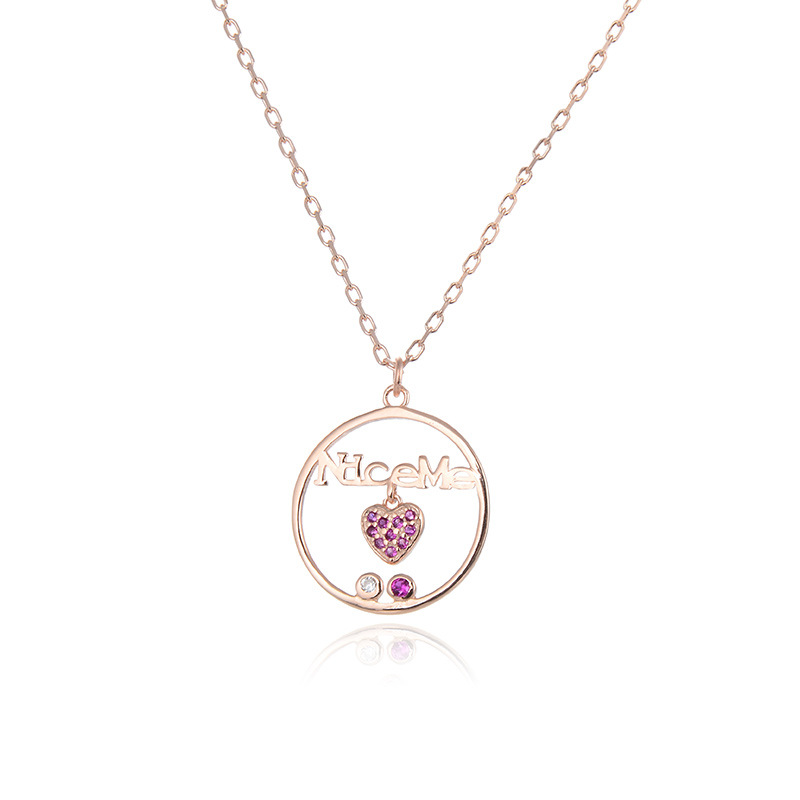 Diamond Love S925 Silver Collar Joyas Estilo japonés y coreano Romántico y dulce Colgante de oro rosa NICEME al por mayor