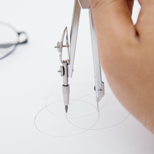 Brand FCS90803 Miffy all-metal compass drawing design student practical compass silver with pencil lead