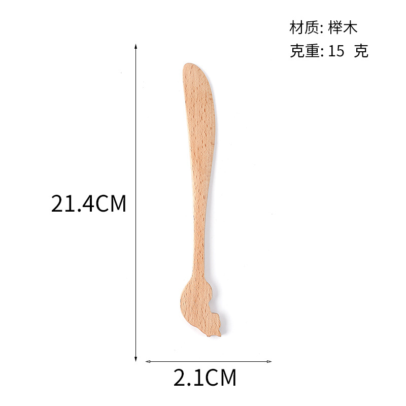 Venta directa de fábrica haya japonés creativo para niños bebé gato lindo dibujos animados cuchara de madera cuchillo tenedor juego de cuchara