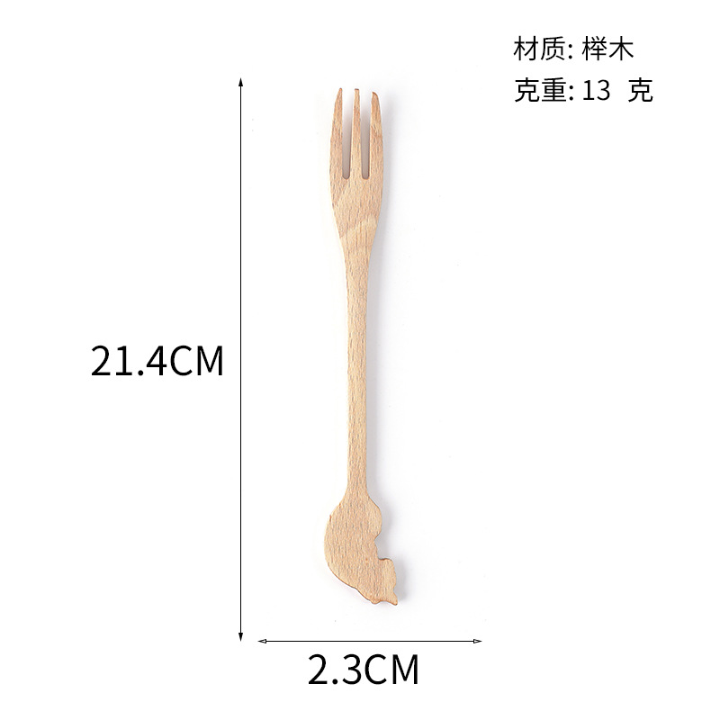 Venta directa de fábrica haya japonés creativo para niños bebé gato lindo dibujos animados cuchara de madera cuchillo tenedor juego de cuchara