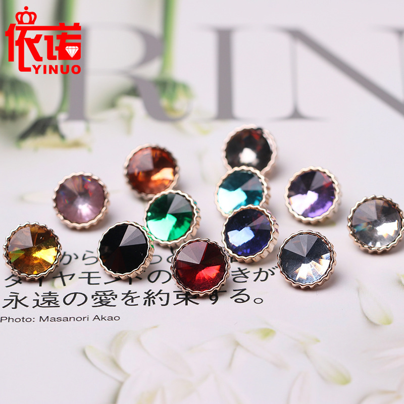 Women's shirt button button sweater cardigan pointed top resin round color decorative Korean style clothes button