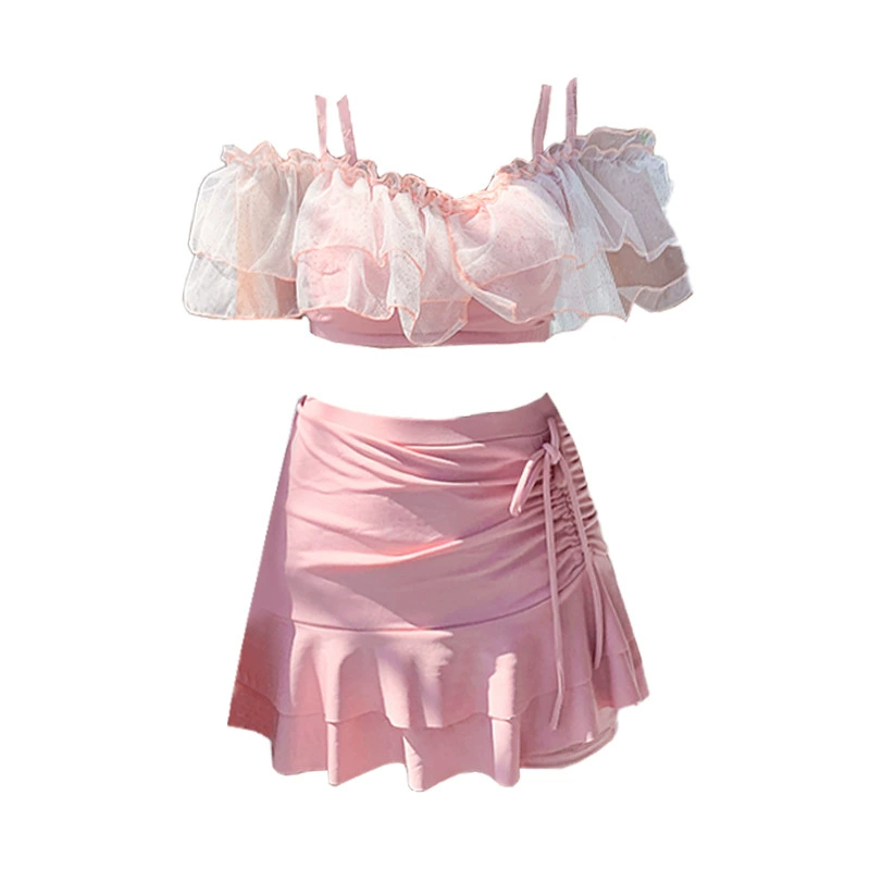 Split Swimwear Set, Cute Supporting Skirt, One-Piece Style, Multi-Size (M–XL)