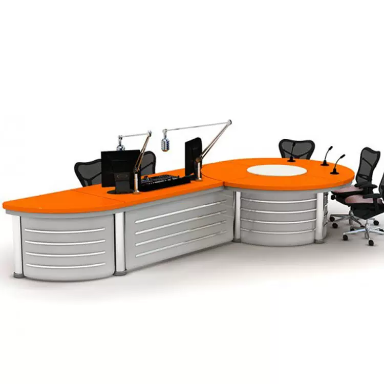 瑞成新闻播音台校园电视台导播桌演播室访谈桌录音棚主持人