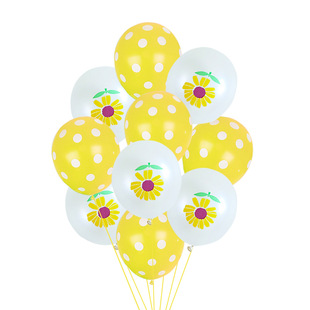 Cross-border new fresh Daisy 12 inch latex flower balloon holiday party decoration sunflower balloon new product