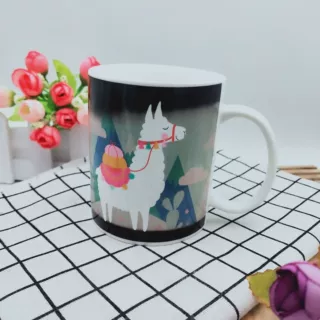 厂家混批定制陶瓷变色杯感温杯预热变色马克杯魔术陶瓷杯花纸变色