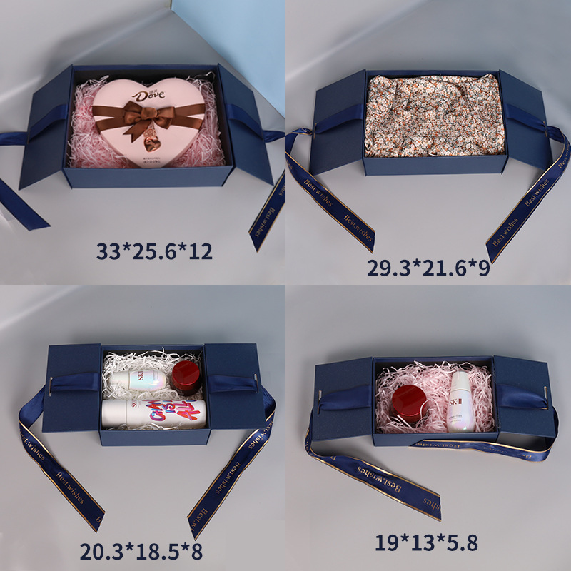 En stock caja de regalo lápiz labial cosméticos perfume caja de embalaje caja de regalo dividida doble puerta caja de regalo de cumpleaños