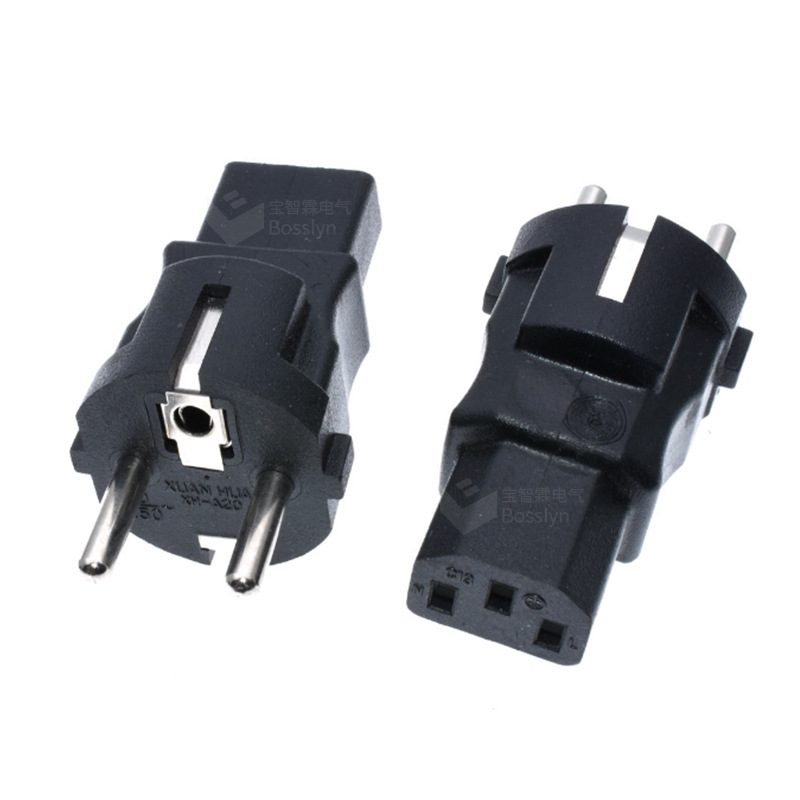 厂家直销C13转欧规转换插头PDU品字尾转接头 欧式德式法式转换头