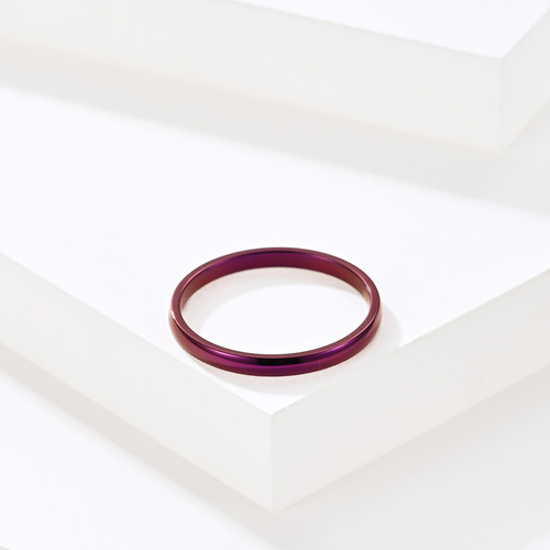 Amazon source 2mm simple single tail ring couple ring titanium steel vacuum gold-plated purple ring