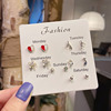 Universal earrings, set, zirconium from pearl, silver needle, Korean style, silver 925 sample