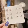 Universal earrings, set, zirconium from pearl, silver needle, Korean style, silver 925 sample