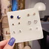 Universal earrings, set, zirconium from pearl, silver needle, Korean style, silver 925 sample