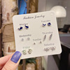 Universal earrings, set, zirconium from pearl, silver needle, Korean style, silver 925 sample