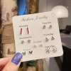 Universal earrings, set, zirconium from pearl, silver needle, Korean style, silver 925 sample